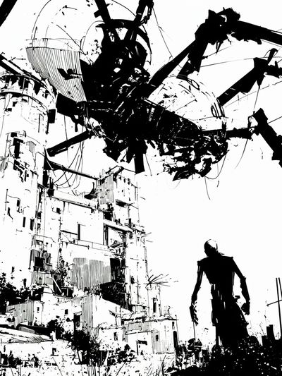 Surreal Industrial Cityscape Print. poster print