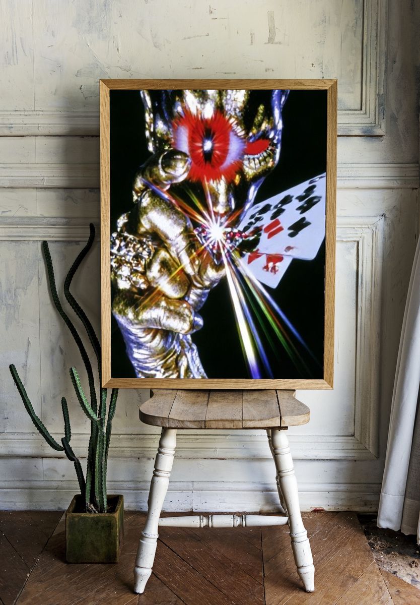 Golden Hand with Playing Cards Poster. — room view 1