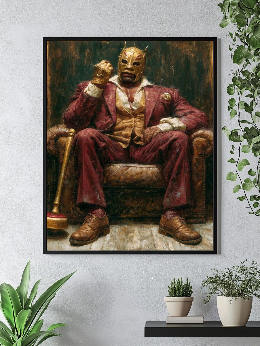 Masked Wrestler Portrait Print. — room view 4