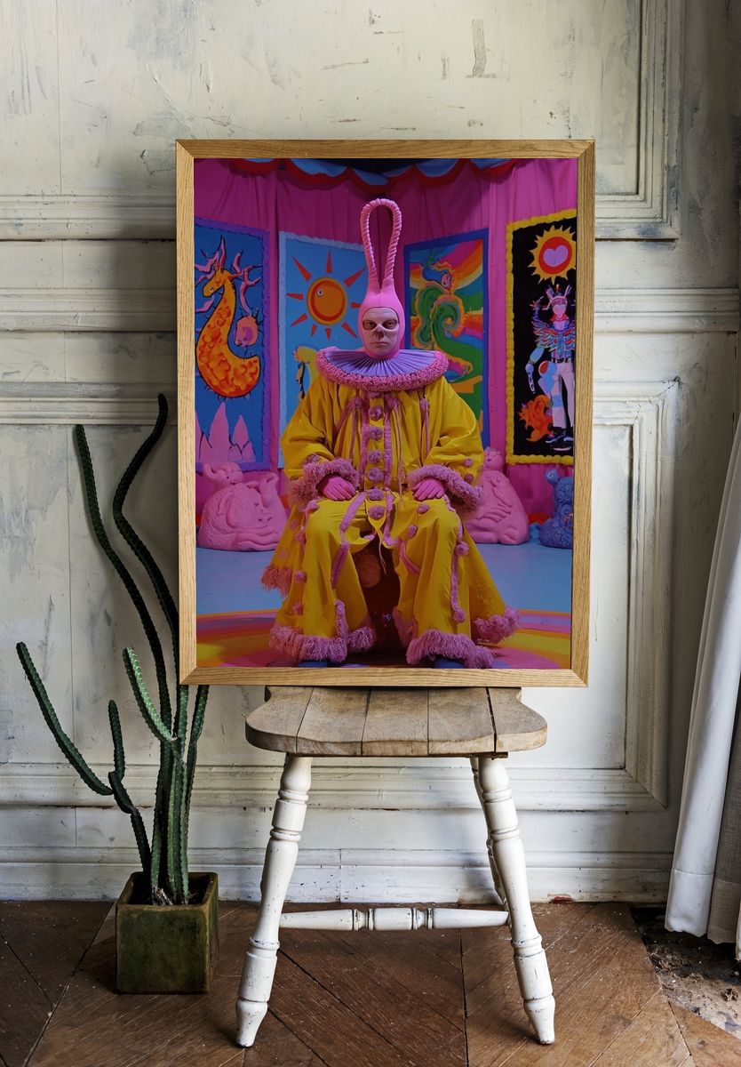 Surreal Clown Portrait Print. — room view 1