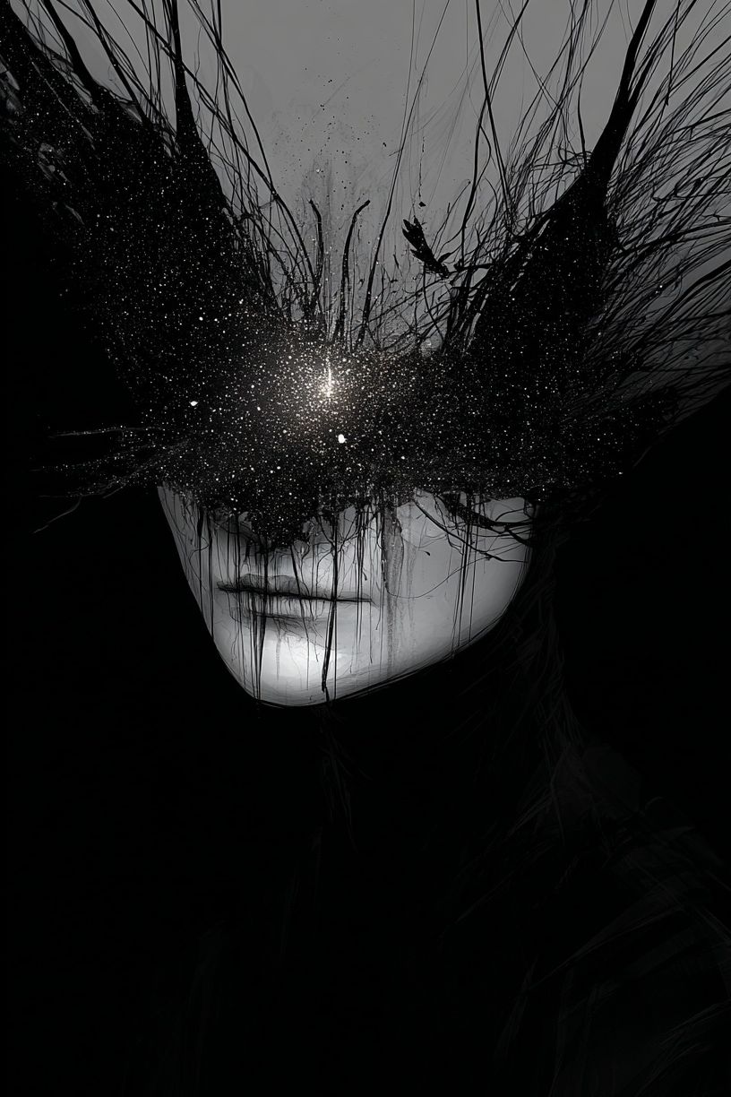 Cosmic Veil Portrait Print. poster detail