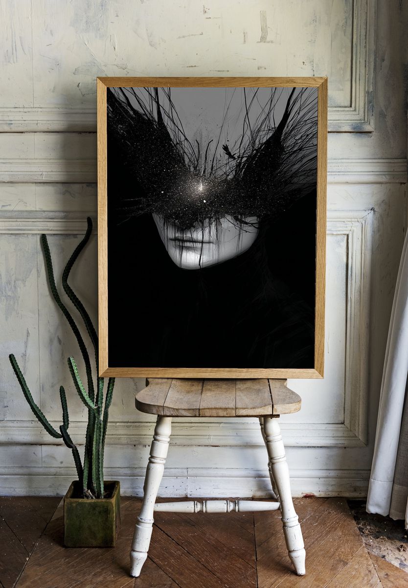 Cosmic Veil Portrait Print. — room view 1