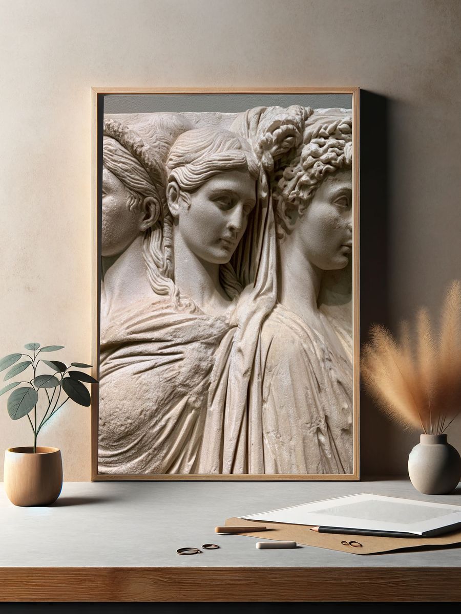 Classical Three Faces Relief Poster. — room view 2
