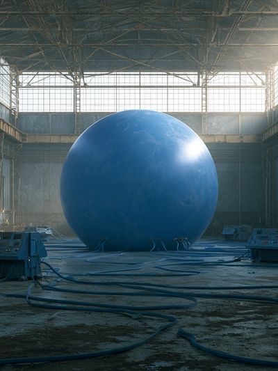 Blue Sphere Industrial Hall Poster. poster print