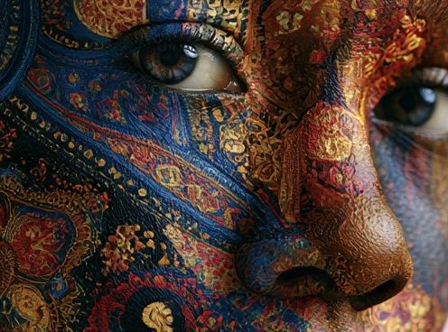Patterned Face Portrait Print. poster — fine-art art