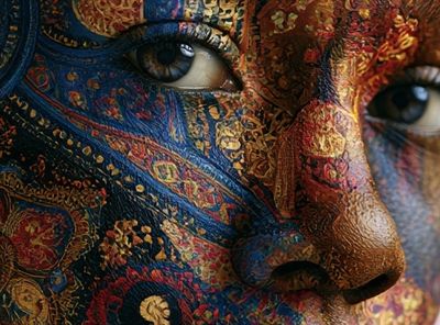 Patterned Face Portrait Print.