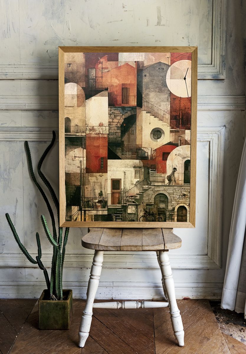 Mediterranean Village Collage Print. — room view 1
