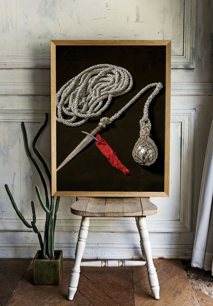 Silver Rope Dagger Still Life Poster. — room view 1