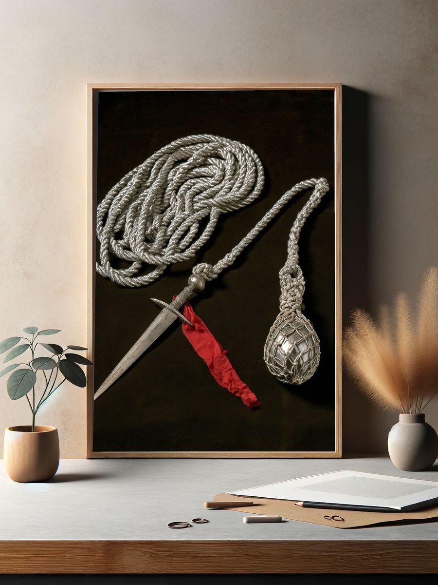 Silver Rope Dagger Still Life Poster. — room view 2