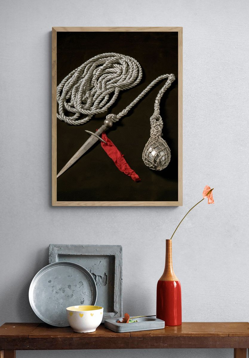 Silver Rope Dagger Still Life Poster. — room view 3