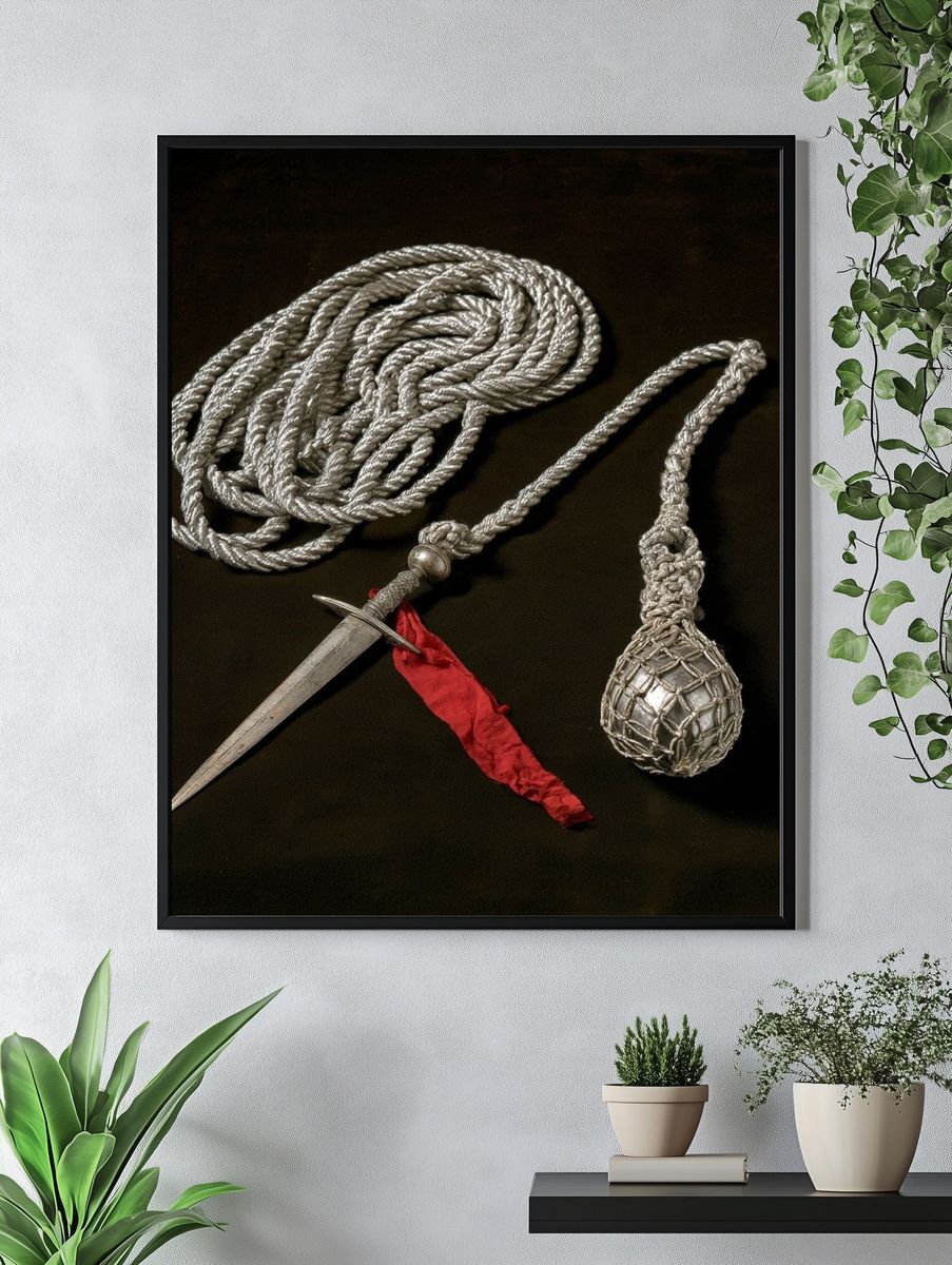 Silver Rope Dagger Still Life Poster. — room view 4