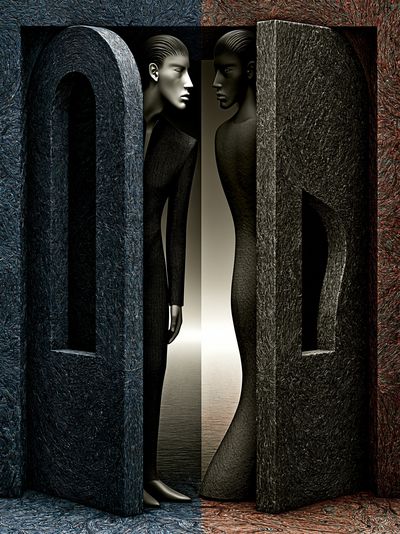 Surreal Dual Figures Abstract Print. poster print