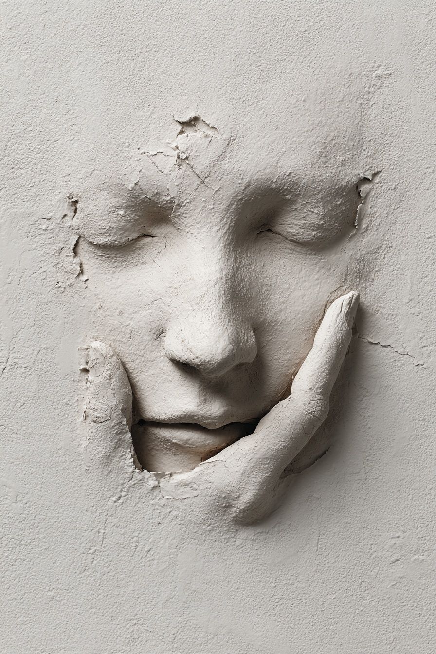 Textured Face Relief Minimalist Print. poster — fine-art art