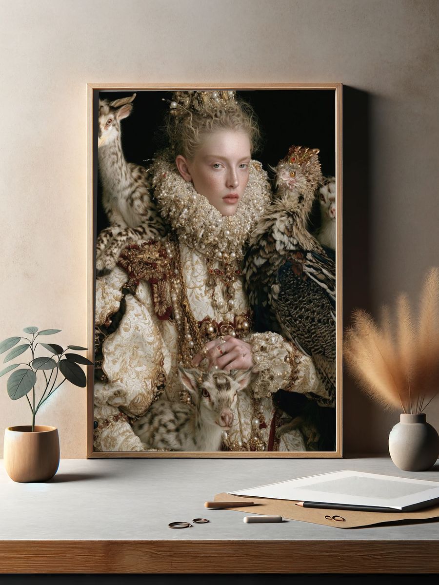 Baroque Fauna Portrait Print. — room view 2