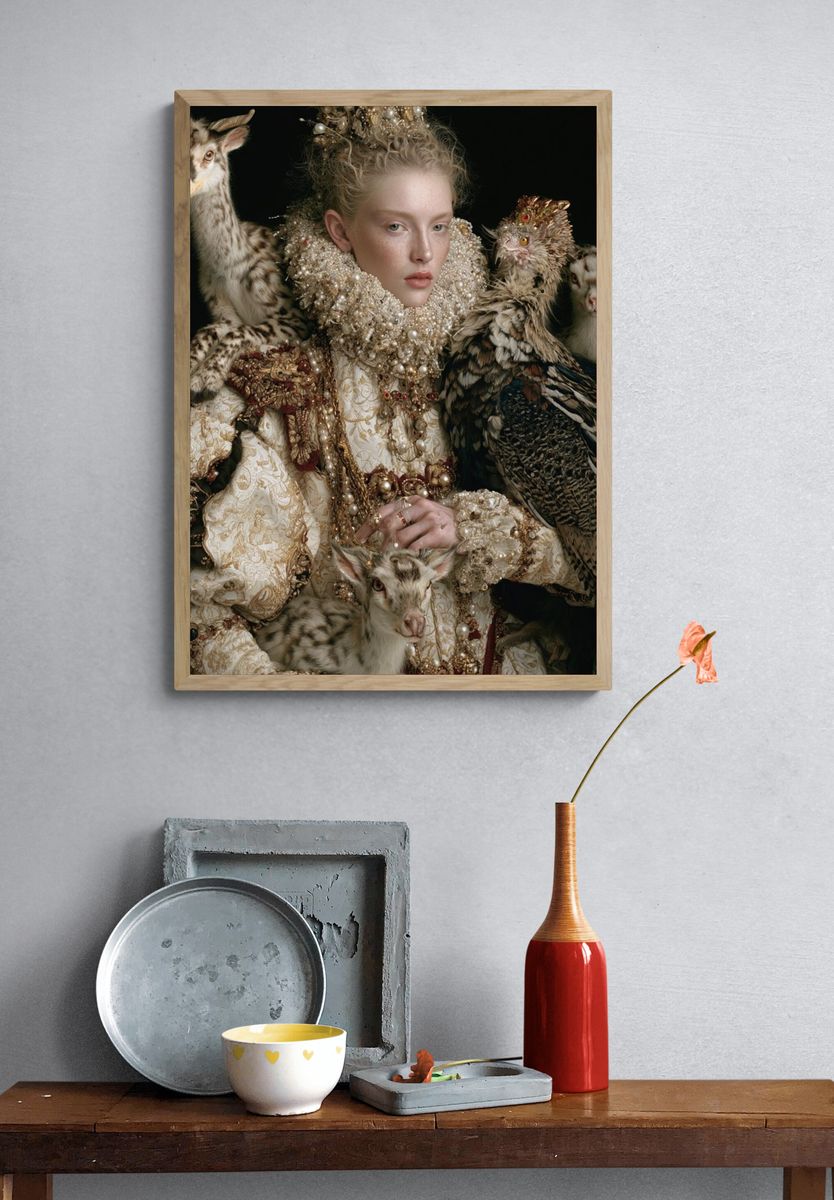 Baroque Fauna Portrait Print. — room view 3