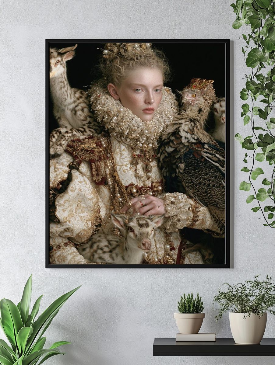Baroque Fauna Portrait Print. — room view 4