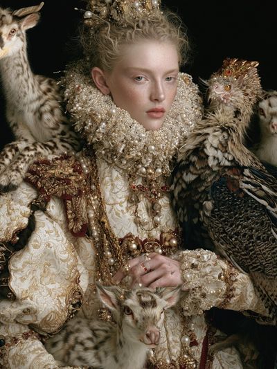 Baroque Fauna Portrait Print.