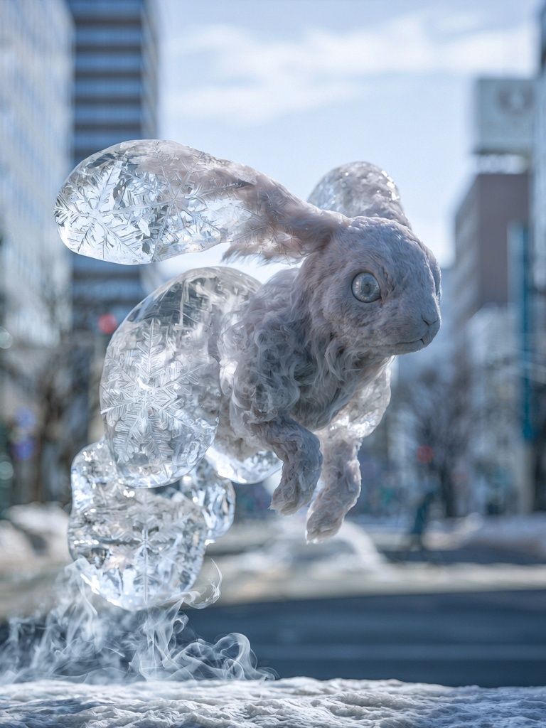 Ice Rabbit Surrealism Print. poster — fine-art art