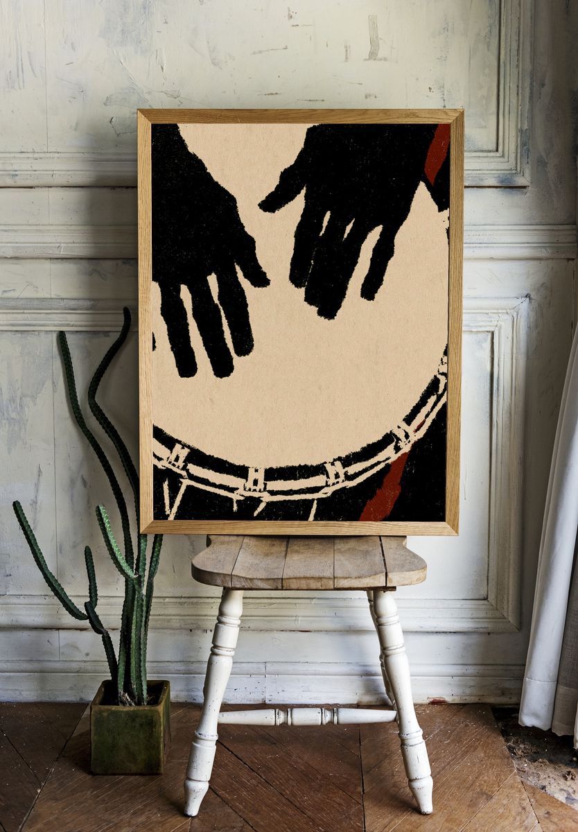 Abstract Hands Ink Print. room preview