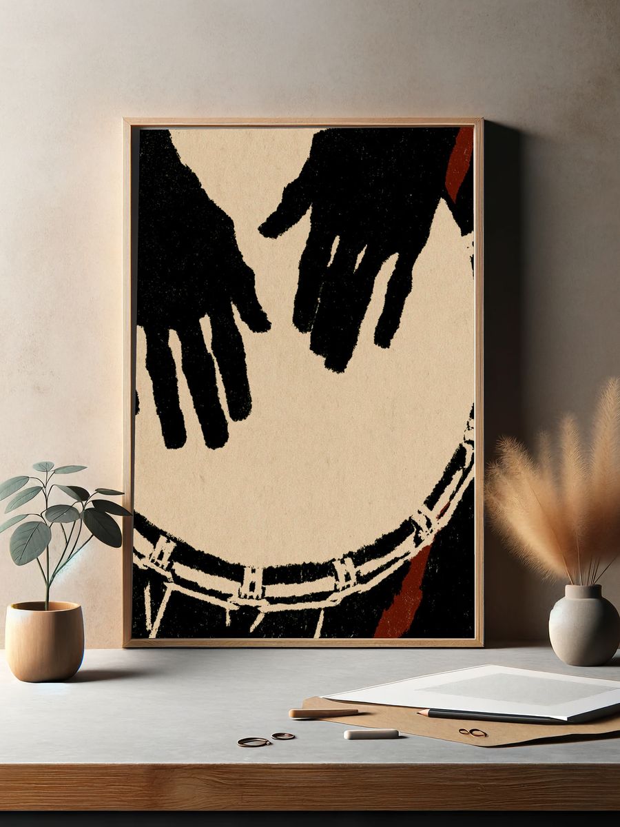 Abstract Hands Ink Print. — room view 2
