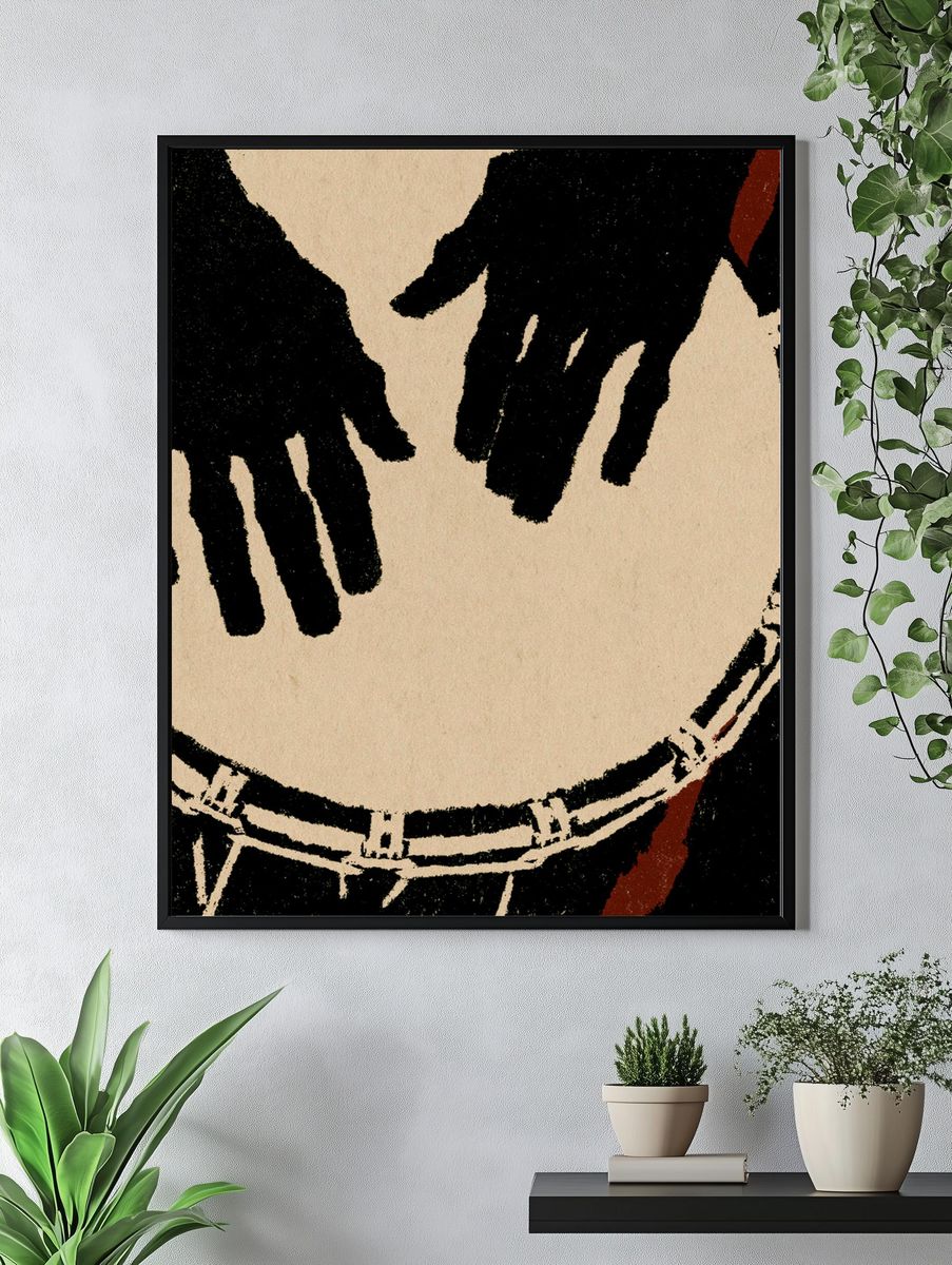 Abstract Hands Ink Print. — room view 4