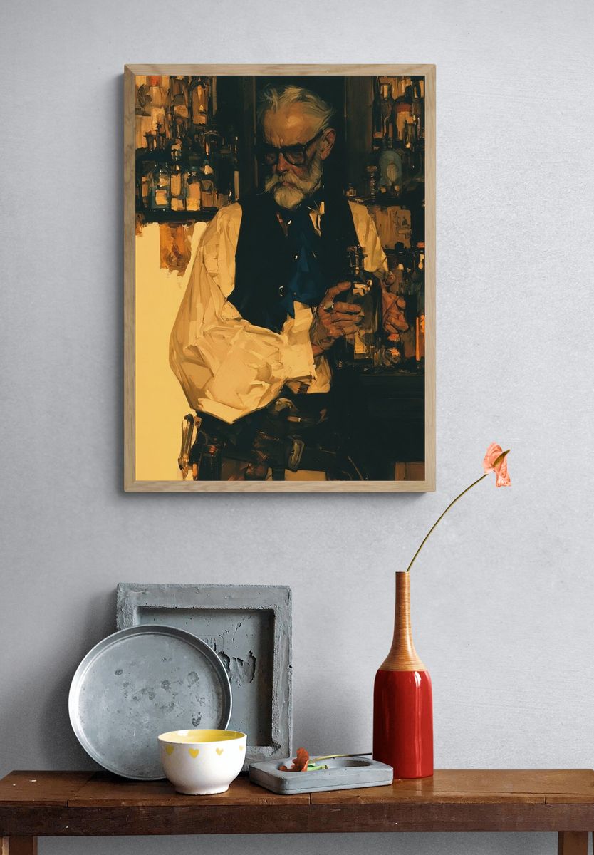 Old Bartender Fine-Art Poster. — room view 3