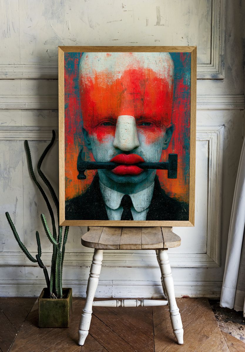 Surreal Masked Portrait Print. — room view 1