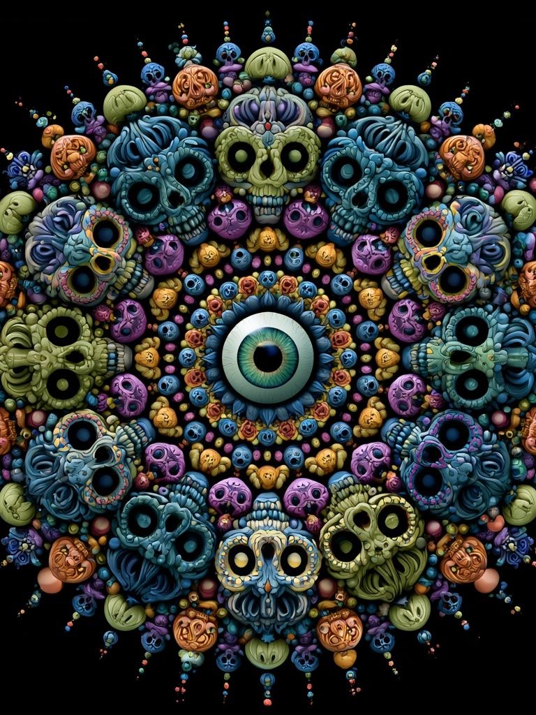 Psychedelic Skull Mandala Poster. poster detail