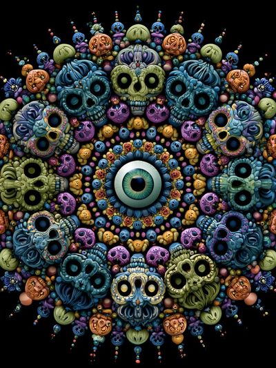 Psychedelic Skull Mandala Poster.