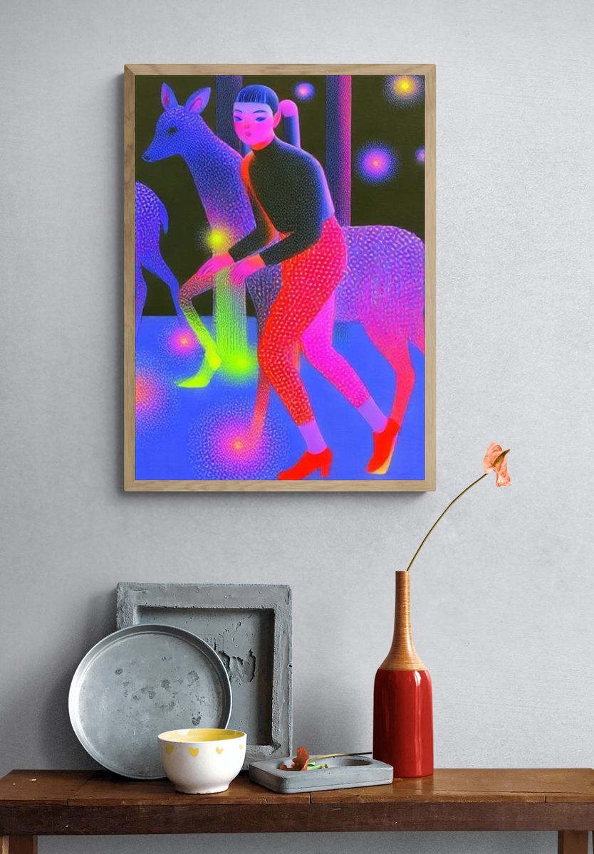Neon Rider Surreal Print. — room view 3