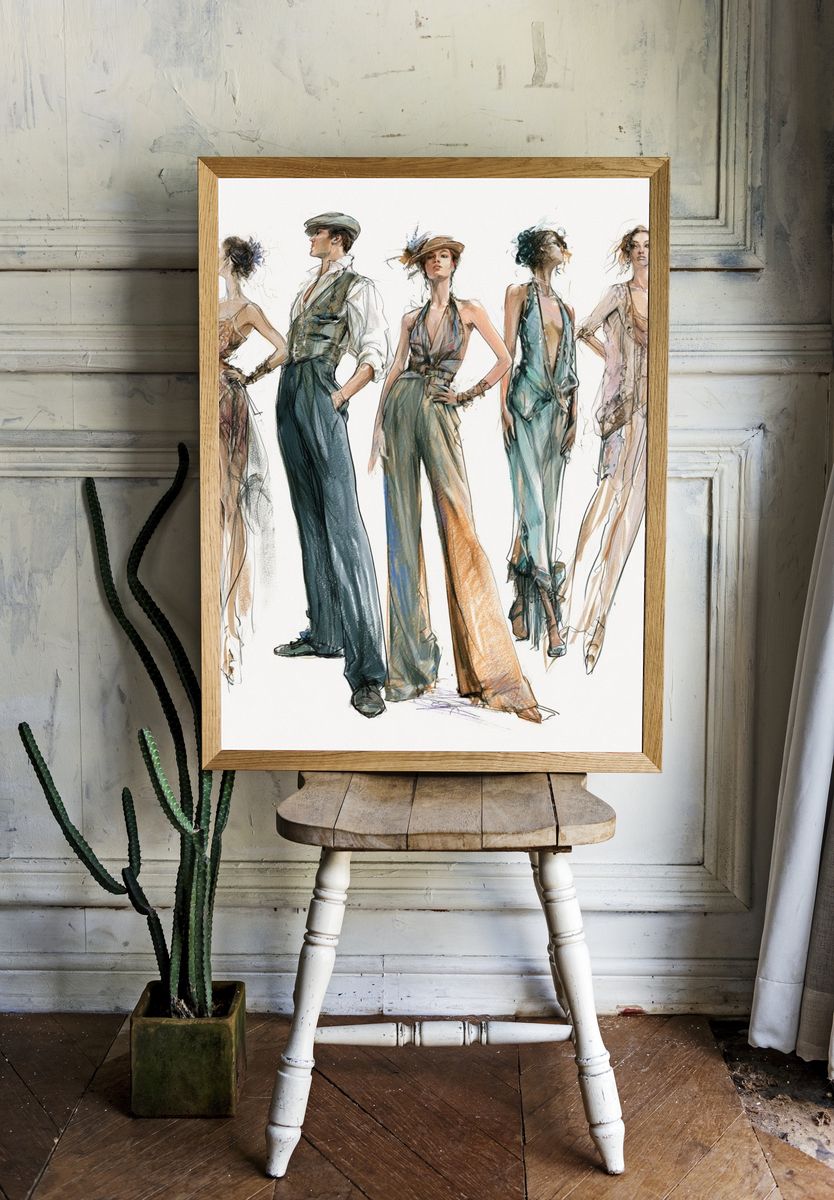 Fashion Runway Sketch Illustration Poster. room preview