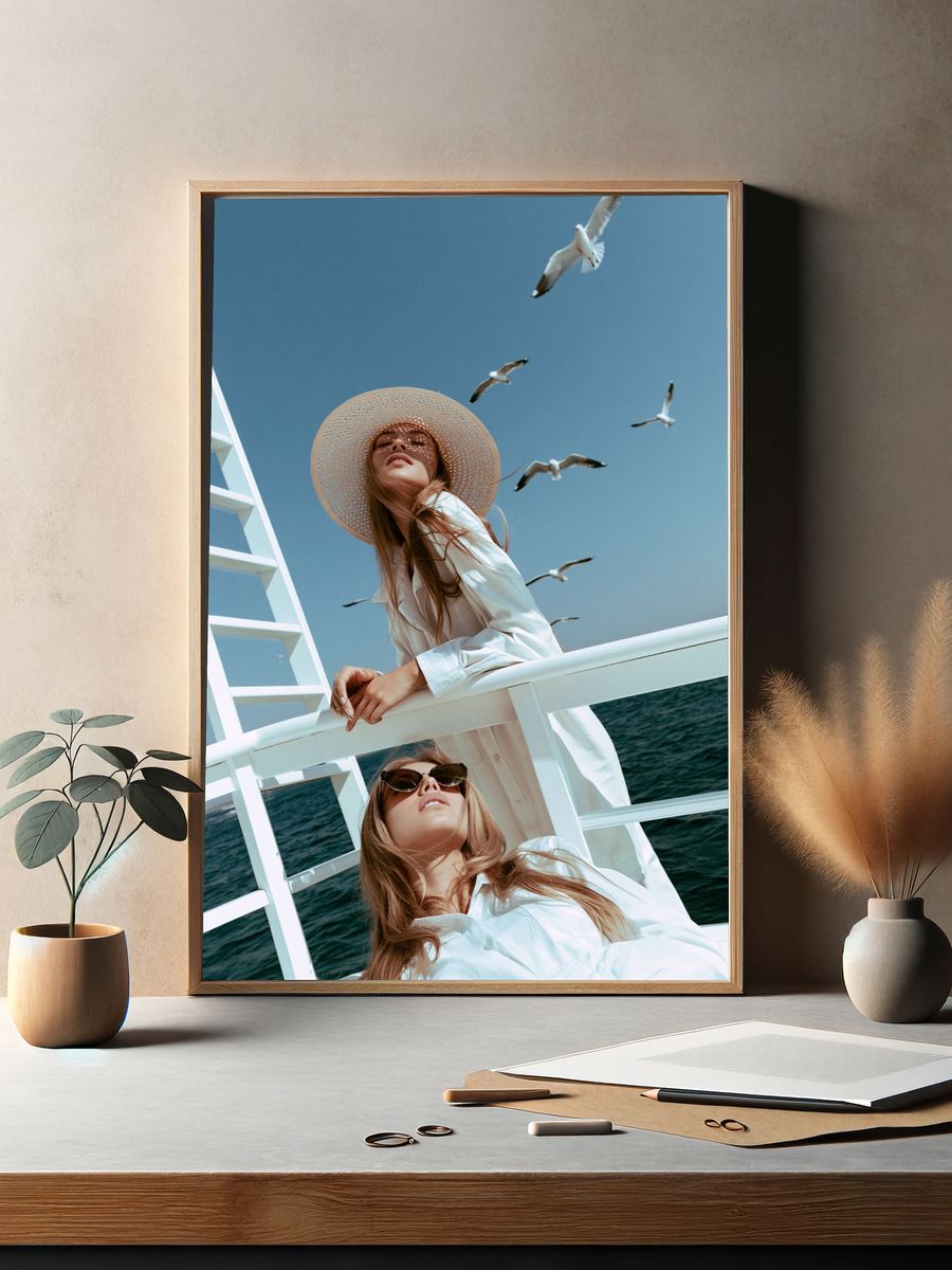 Seaside Fashion Portrait Poster. — room view 2