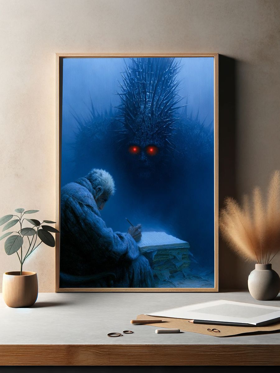 Elder and Shadow Beast Surrealism Print. — room view 2