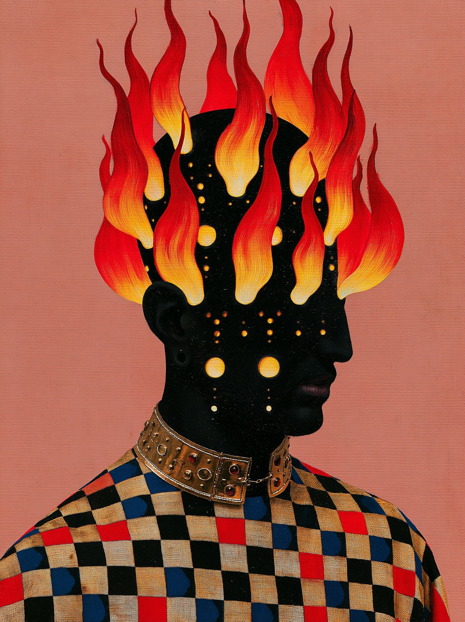 Flaming Head Surreal Portrait Poster. poster — fine-art art