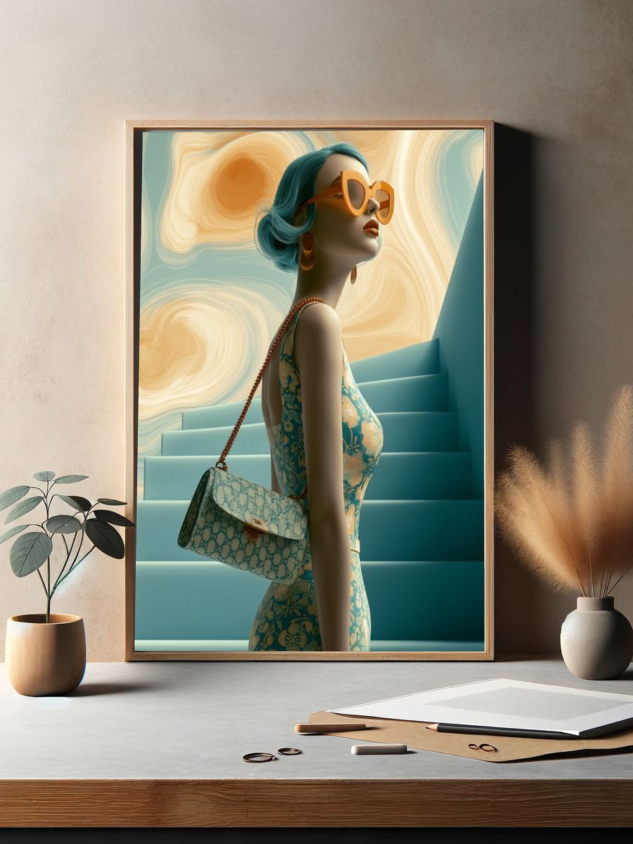 Fashion Staircase Portrait Poster. — room view 2