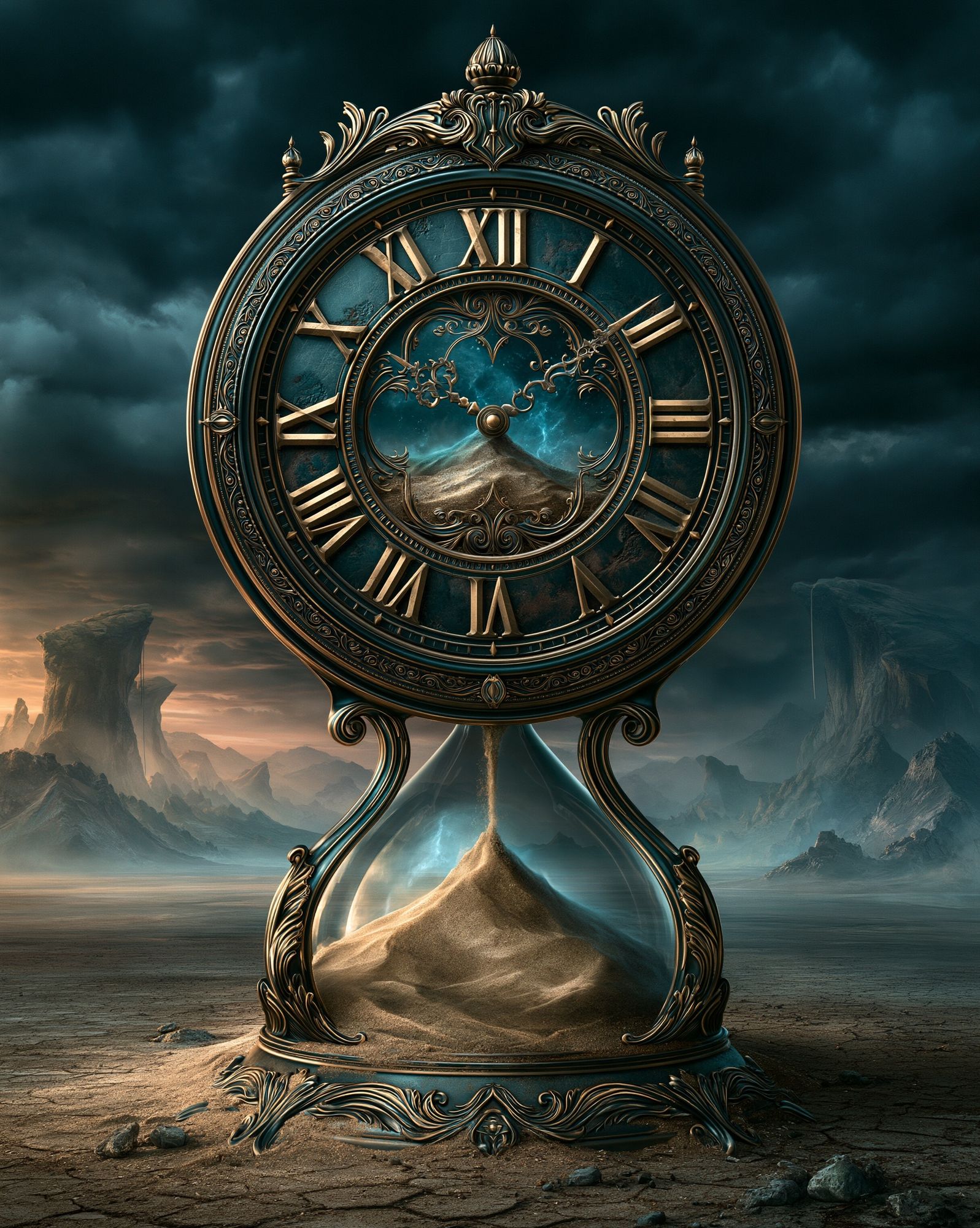 Hourglass Clock Surrealism Poster. poster detail