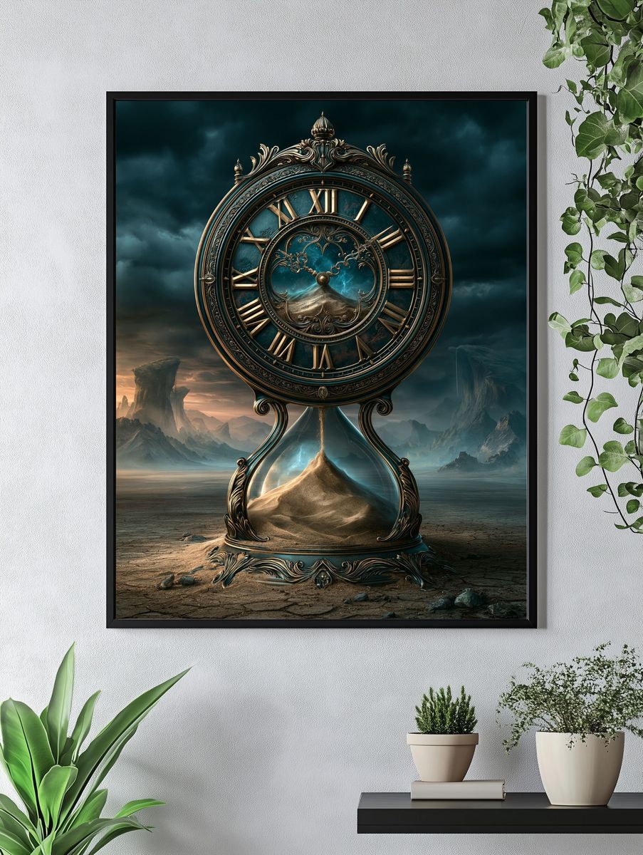 Hourglass Clock Surrealism Poster. — room view 4