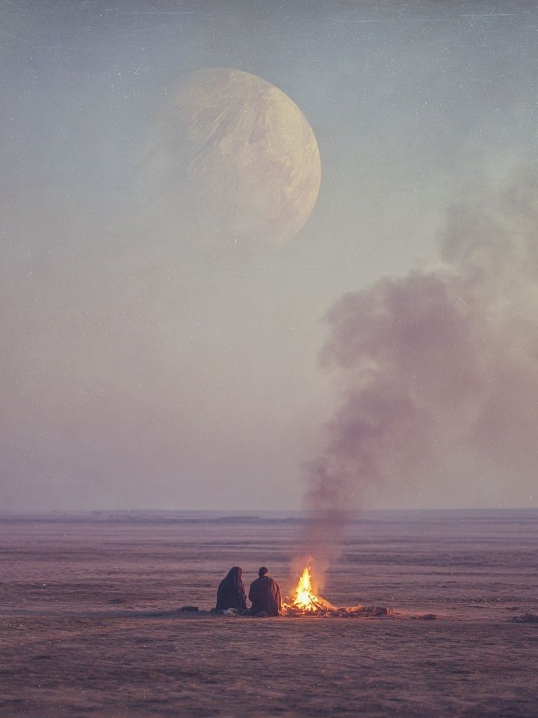 Moonlit Campfire Dreamscape Poster. poster detail