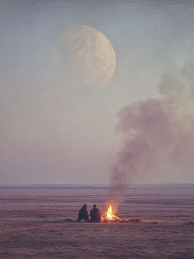 Moonlit Campfire Dreamscape Poster.