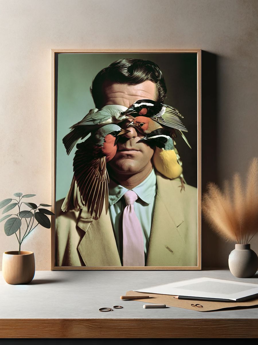 Surreal Bird Portrait Print. — room view 2