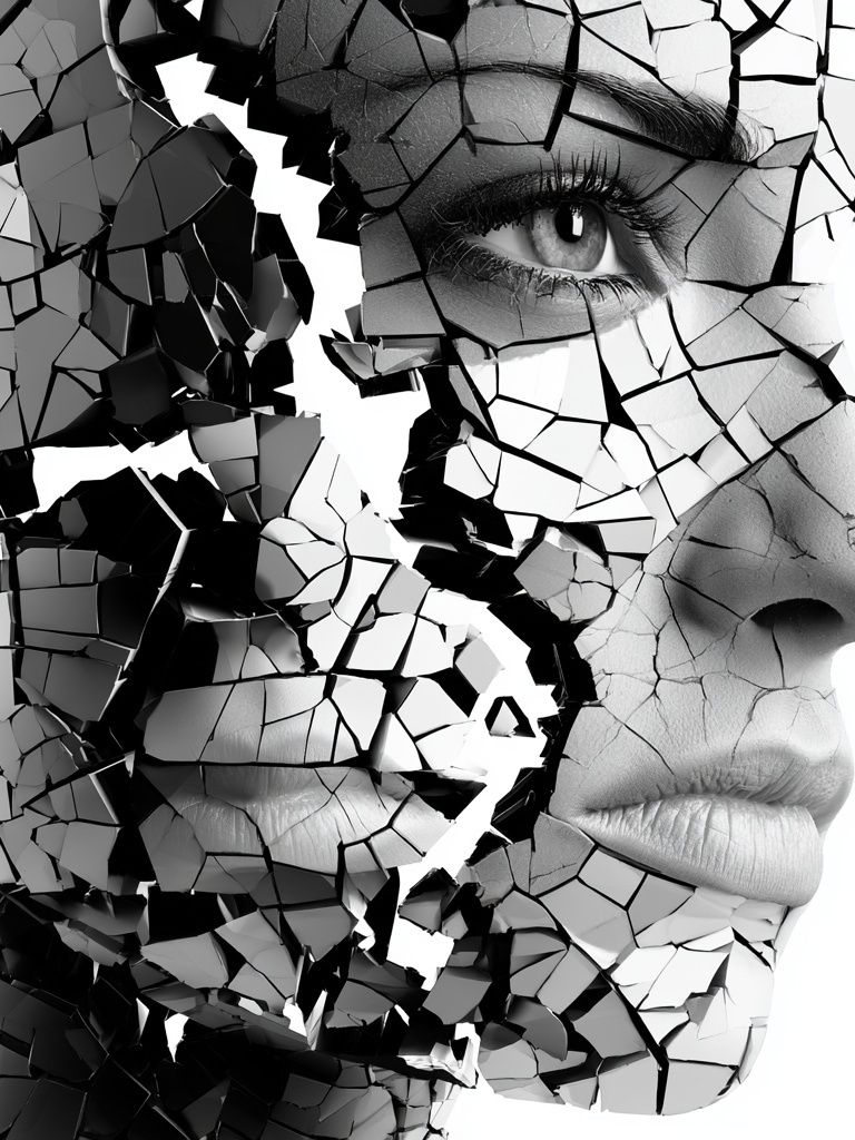Shattered Face Surrealism Print. poster — fine-art art
