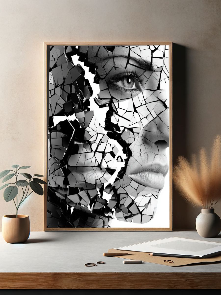Shattered Face Surrealism Print. — room view 2