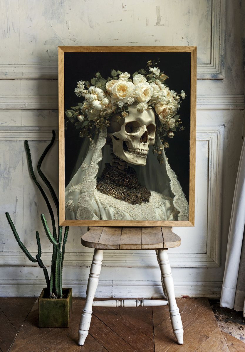 Floral Skull Bride — Fine Art Print room preview