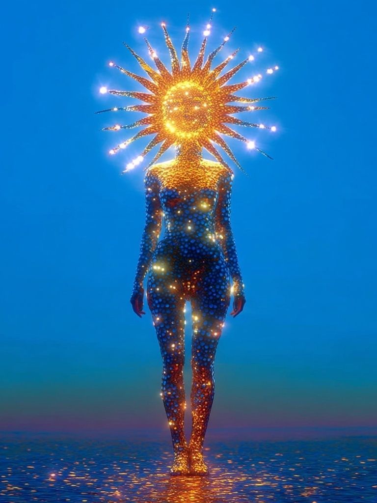 Celestial Sun Figure Surrealism Print. poster detail