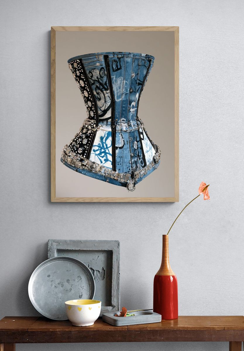 Denim Corset Fashion Poster. — room view 3