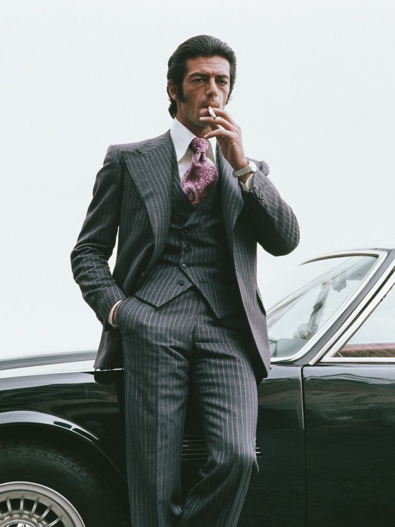 Suited Man by Classic Car Poster. poster detail