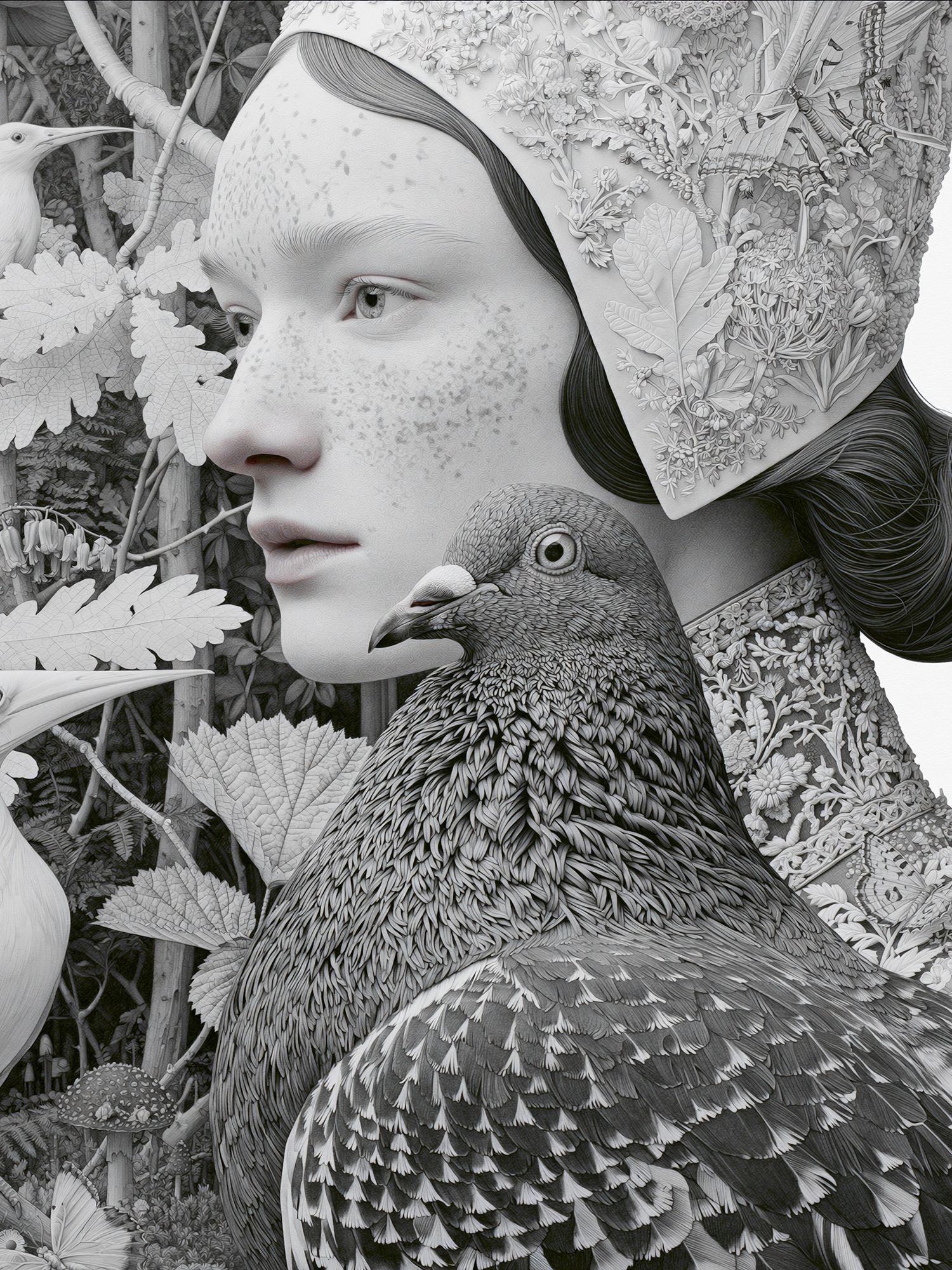 Surreal Bird Portrait Print. poster detail