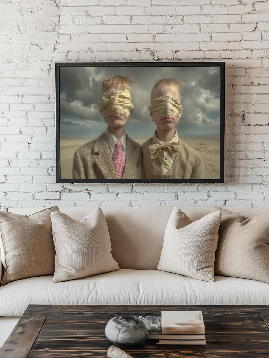 Blindfolded Children Surrealism Poster room preview