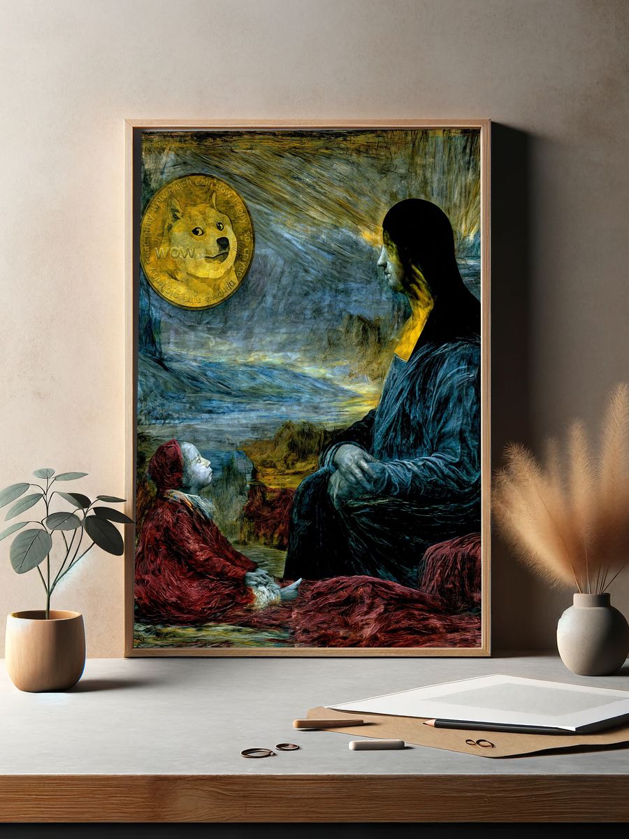 Mona Lisa Doge Surrealism Poster. — room view 2