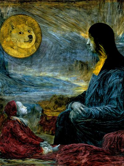 Mona Lisa Doge Surrealism Poster.